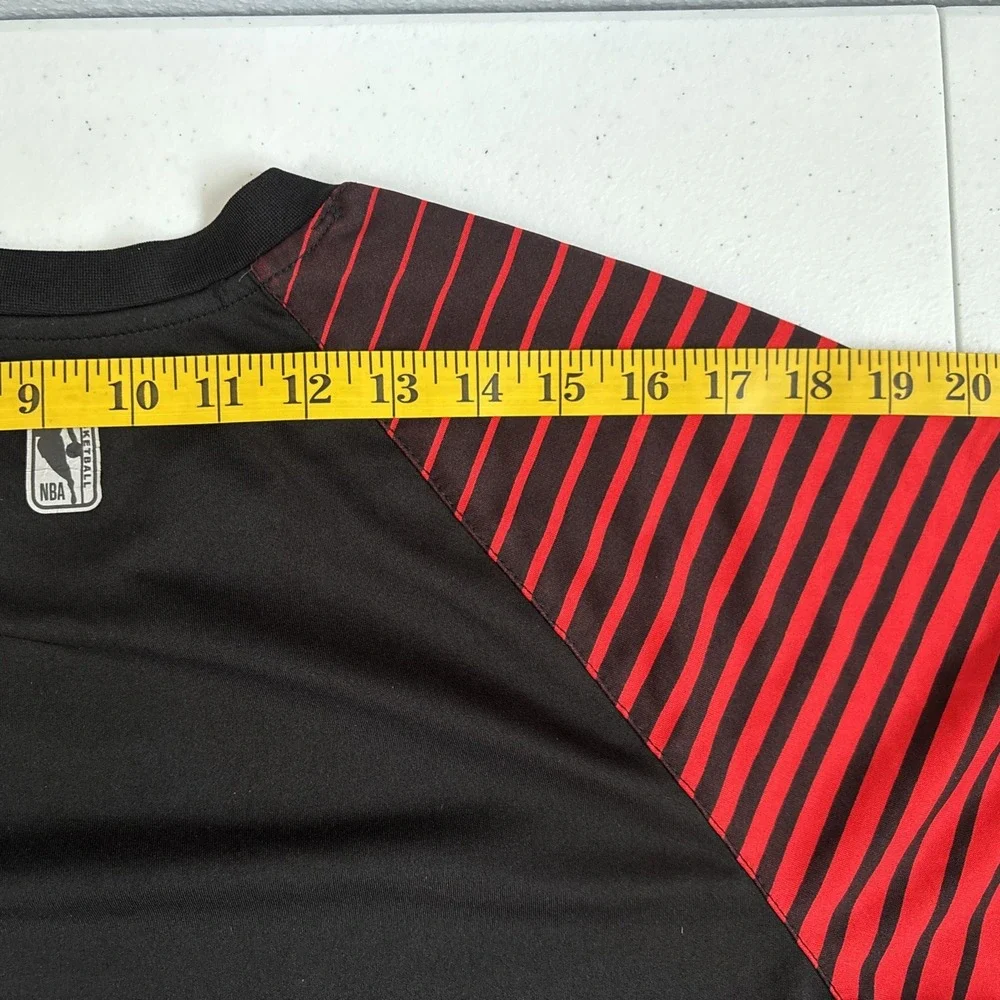 NBA Basketball Men's Medium Black and Red Striped Ball or Nothing Activewear Tee